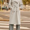 Womens Long Trench Coat Fall Fashion Oversized Double Breasted Lapel Overcoat Outerwear with Belt