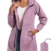 Women's Long Packable Raincoat Waterproof Rain Jacket Lightweight Outdoor Windbreaker with Hood