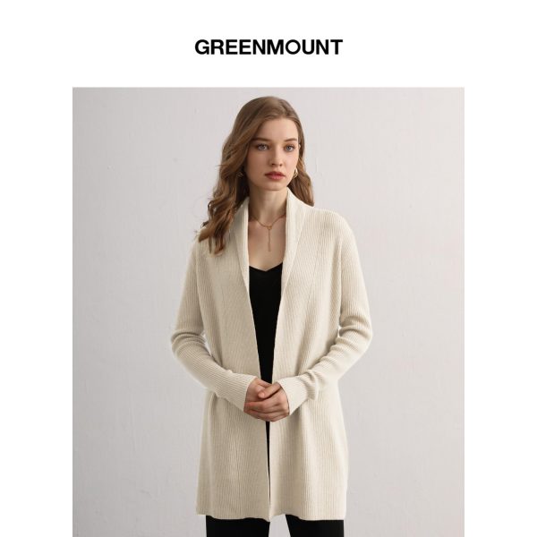Cashmere Women’s Front Fashion Cardigan for Annual Lightweight Mid-Length Cashmere Coat
