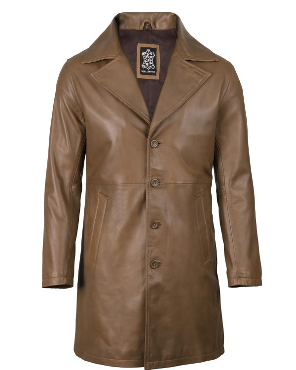 Leather Coat Men - Stylish Car Coat Long Leather Jacket Men