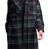 Women's Boucle Plaid Jacket Flap-top Patch Chest Pockets with Notch Collar