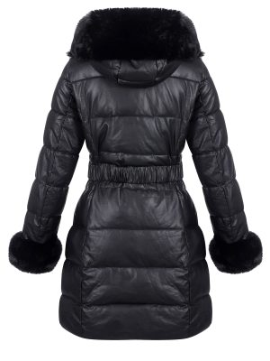 Puffer Jacket Women Winter Fur Lined Coat with Long Fur Collar Hooded Cold-resistant, Warm Bubble Overcoat