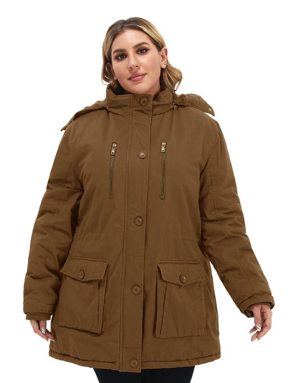 Women's Winter Plus Size Thickened Cotton Coat with Detachable Hood