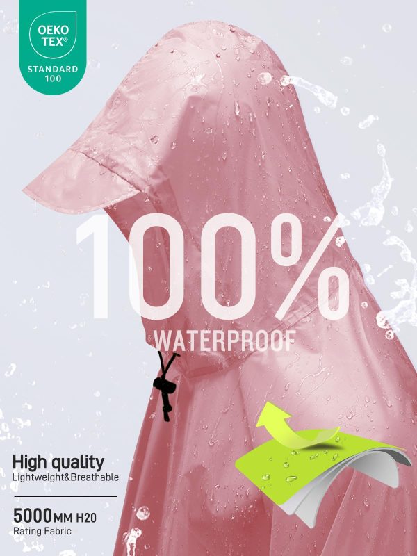 Hooded Rain Poncho Waterproof Raincoat Jacket for Men Women Adults