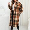 2024 Women's 0X-5X Plus Size Long Flannel Plaid Shacket Jacket Oversized Button Down Coats Shirts with Pockets