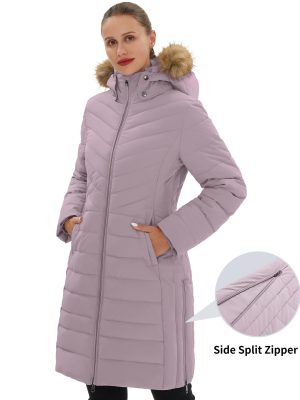 Women's Winter Coats Warm Thicken Long Puffer Jacket Waterproof Quilted Parka with Removable Faux Fur Hood