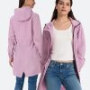 Women's Long Packable Raincoat Waterproof Rain Jacket Lightweight Outdoor Windbreaker with Hood