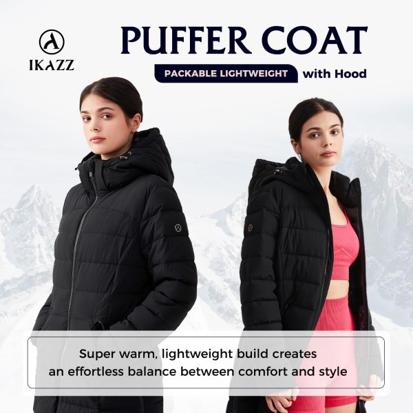 Women's Winter Warm Packable Long Lightweight Hooded Outwear Pockets Puffer Coat Parka Jacket