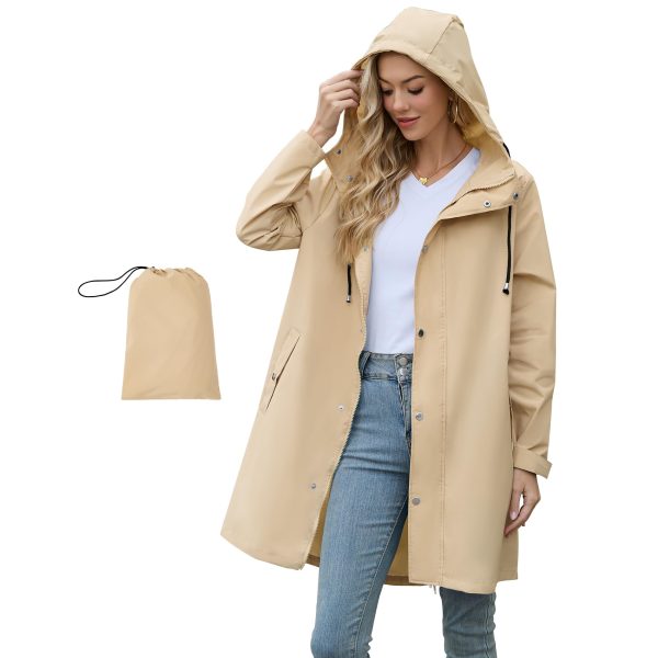 Packable Waterproof Rain Jacket Women with Hood Raincoat Windbreaker Long Hooded Trench Coats S-2XL Available
