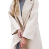 Women's Winter Wool Coat Notch Lapel Single Breasted Casual Mid Long Pea Trench Coat