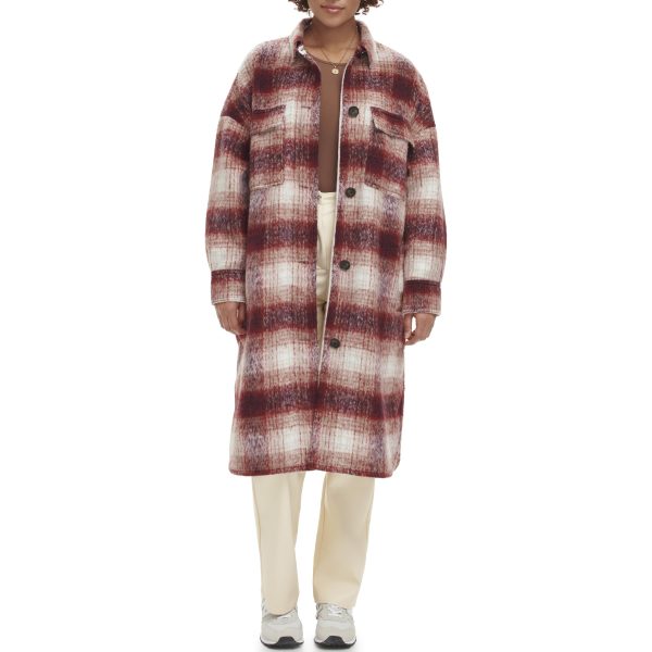 Women's Long Plaid Flannel Shirt Jacket