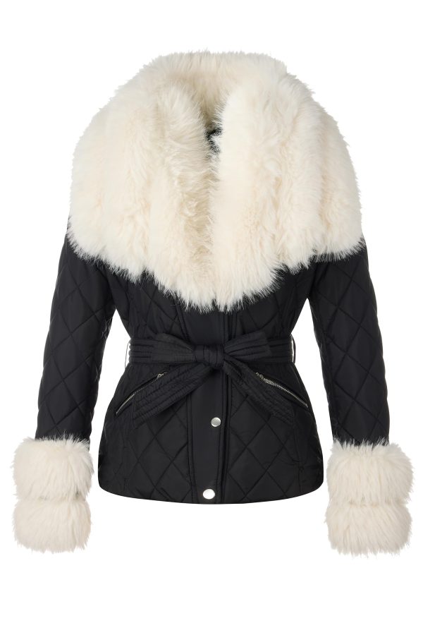 Women Faux Leather Suede Jacket Moto Biker Coat Sherpa-Lined Overcoat with Removable Belt