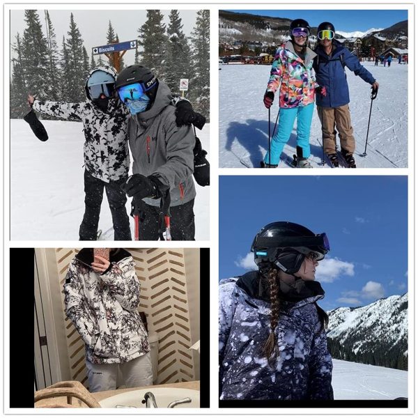 Women's Ski Jackets and Pants Set Snowboarding Snowsuit Snow Coat Hooded Waterproof Windproof