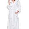 Womens Soft Twist Hooded Full Length Turkish Cotton Long Bathrobe
