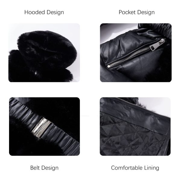 Puffer Jacket Women Winter Fur Lined Coat with Long Fur Collar Hooded Cold-resistant, Warm Bubble Overcoat