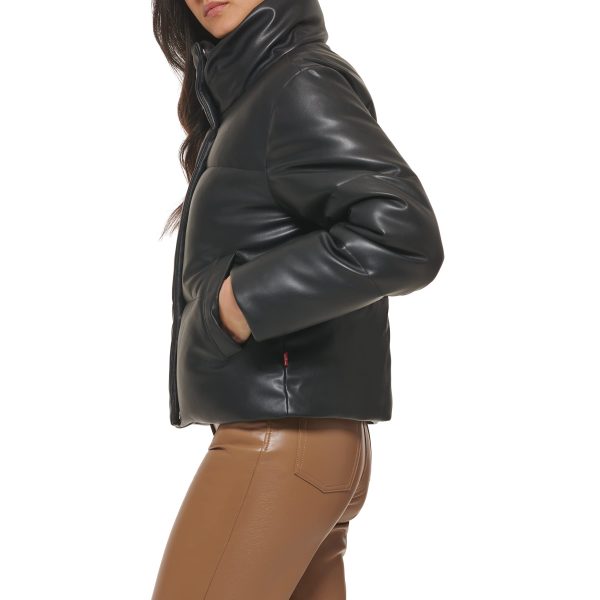 Women's Vegan Leather Quilted Shorty Puffer