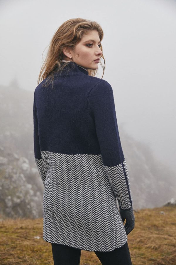 Herringbone Wool Coat Cardigan for Women