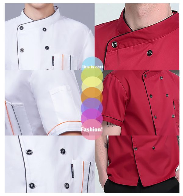 Unisex Chef Coat Long Sleeves/Short Sleeves Double-Breasted Kitchen Chef Uniform