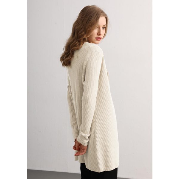 Cashmere Women’s Front Fashion Cardigan for Annual Lightweight Mid-Length Cashmere Coat