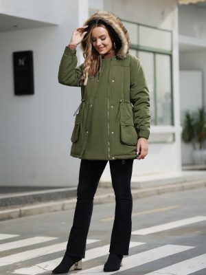 Womens Maternity 3 in 1 Thickened Outwear Fleece Lined Coat Winter Warm Hooded