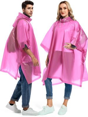 2 Pack Rain Ponchos for Adults Reusable - Raincoats Survival Emergency Heavy Duty Rain Coat with Drawstring Hood