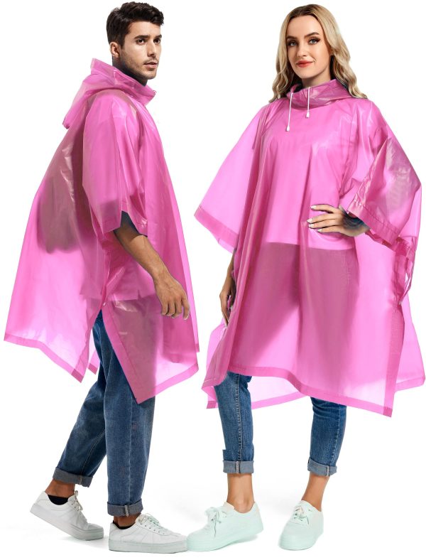 2 Pack Rain Ponchos for Adults Reusable - Raincoats Survival Emergency Heavy Duty Rain Coat with Drawstring Hood