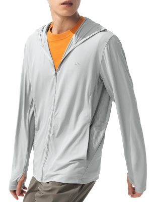 Men's UPF 50+ Sun Protection Lightweight Hoodie Jacket Long Sleeve Active Sun Shirts for Outdoor Hiking Workout