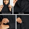 Women's Rain Jacket Waterproof Lightweight Long Raincoat Travel Outdoor Hooded Windbreaker