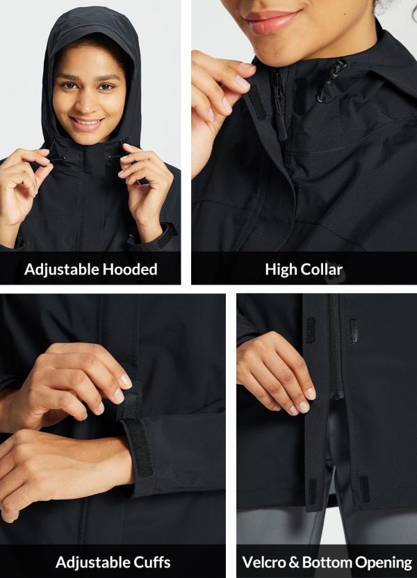 Women's Rain Jacket Waterproof Lightweight Long Raincoat Travel Outdoor Hooded Windbreaker