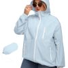 Plus Size Womens Rain Jacket with Hood Waterproof Raincoats Lightweight Packable Outdoor Trench Coat XL-5XL