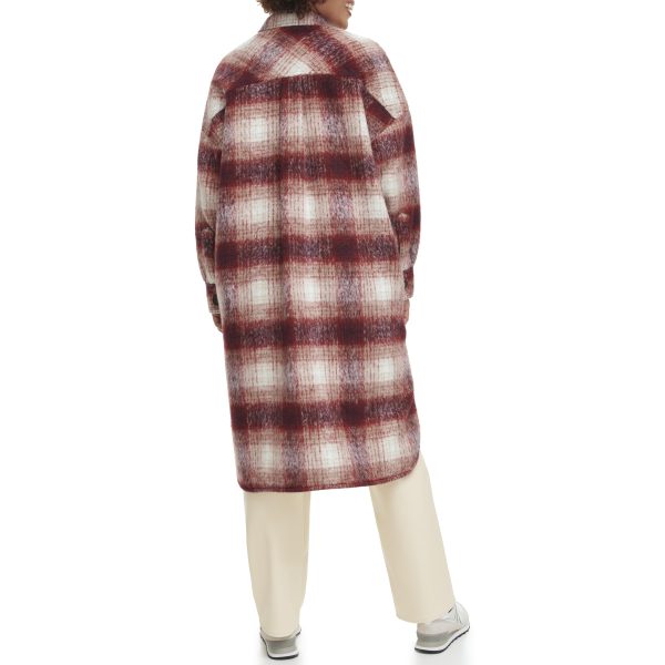 Women's Long Plaid Flannel Shirt Jacket