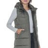 S.E.B Women's Long Reversible Puffer Vest with Hood, Puffy Sleeveless Vest Reverses to Lux Faux Fur for Winter and Fall