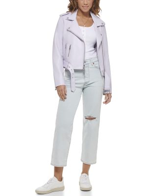 Women's Belted Faux Leather Moto Jacket (Regular & Plus Size)