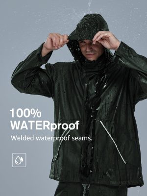 Rain Suits for Fishing Waterproof Rain Gear for Men Women Heavy Duty Rain Coat Jacket with Pants/Overalls