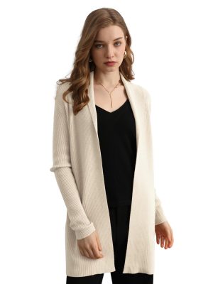 Cashmere Women’s Front Fashion Cardigan for Annual Lightweight Mid-Length Cashmere Coat