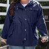 Rain Jacket Women Plus Size Long Raincoat with Hood Waterproof Outdoor Trench Coat