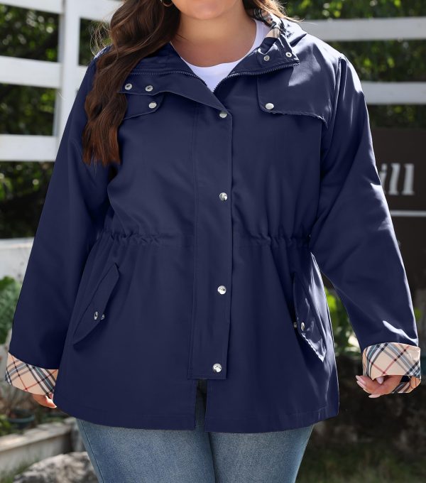 Rain Jacket Women Plus Size Long Raincoat with Hood Waterproof Outdoor Trench Coat