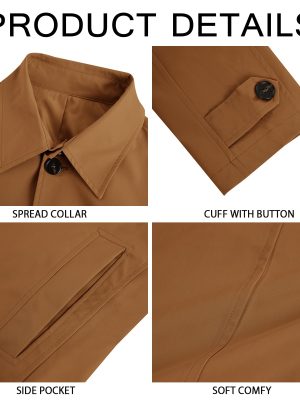 Mens Trench Coat Single Breasted Casual Spread Collar Windbreak Jacket Long Classic Business Overcoat
