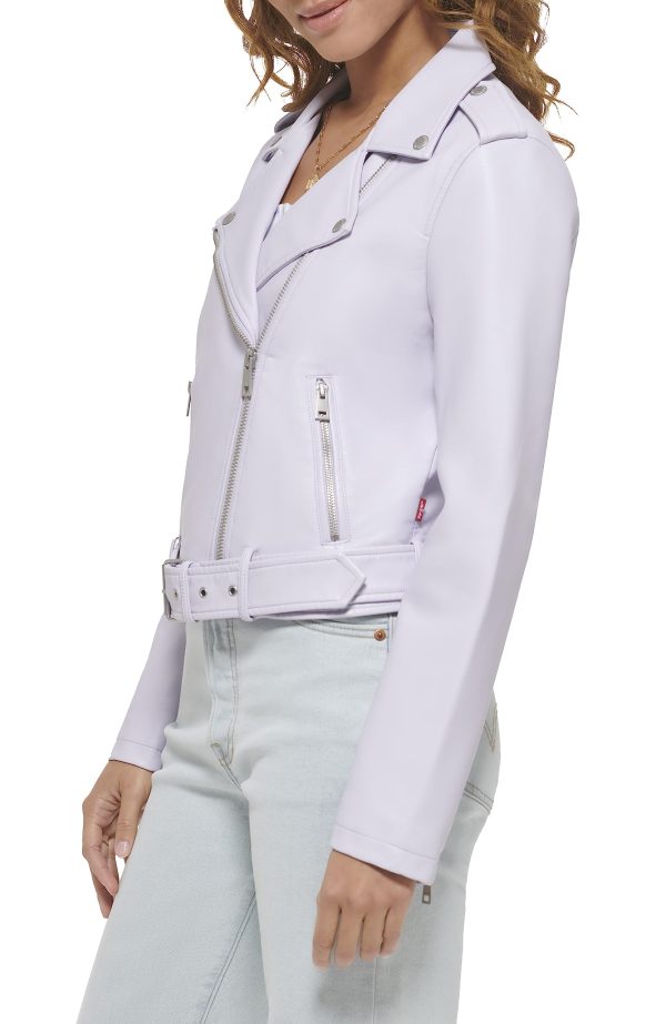 Women's Belted Faux Leather Moto Jacket (Regular & Plus Size)