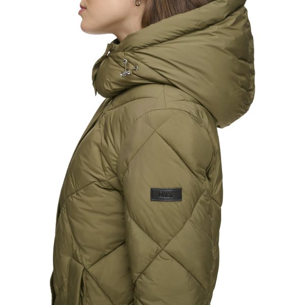 Womens Diamond Quilted Long Puffer Coat