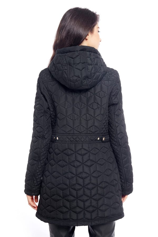 Womens Diamond Quilted Jacket Lightweight Padding Coat with Pockets, Regular and Plus Size
