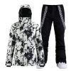 Women's Ski Jackets and Pants Set Snowboarding Snowsuit Snow Coat Hooded Waterproof Windproof