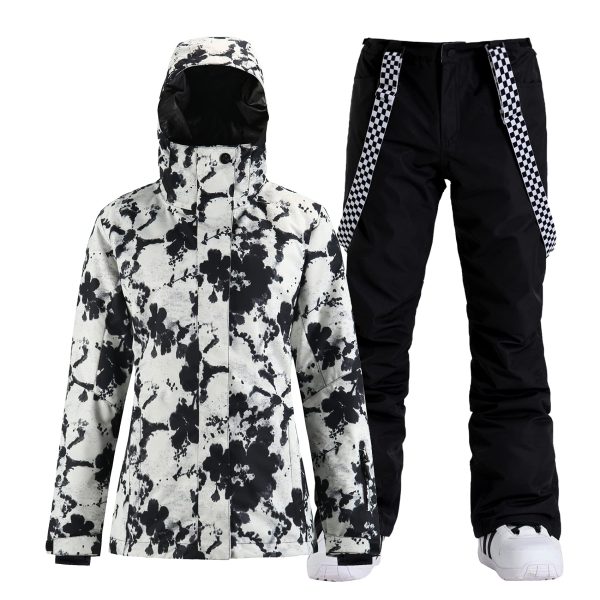 Women's Ski Jackets and Pants Set Snowboarding Snowsuit Snow Coat Hooded Waterproof Windproof