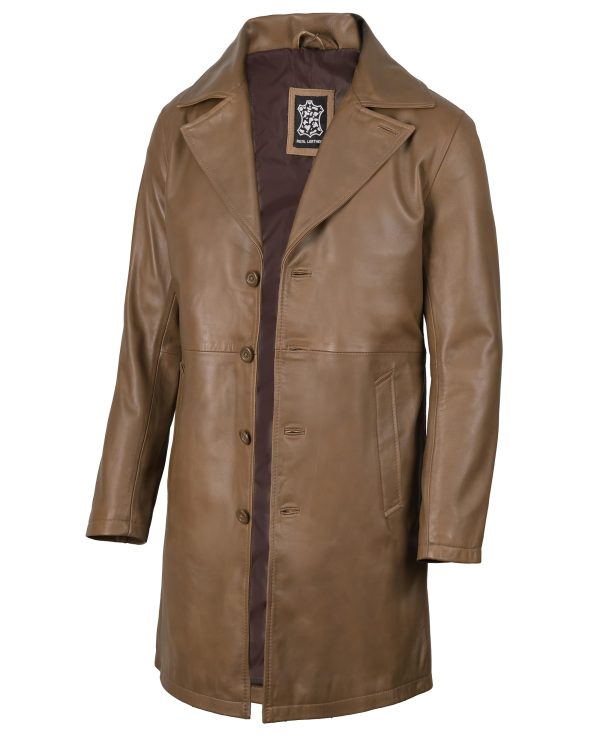 Leather Coat Men - Stylish Car Coat Long Leather Jacket Men