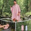 Hooded Rain Poncho Waterproof Raincoat Jacket for Men Women Adults