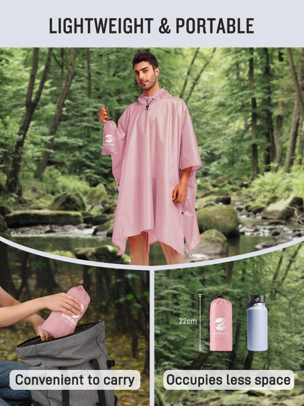 Hooded Rain Poncho Waterproof Raincoat Jacket for Men Women Adults