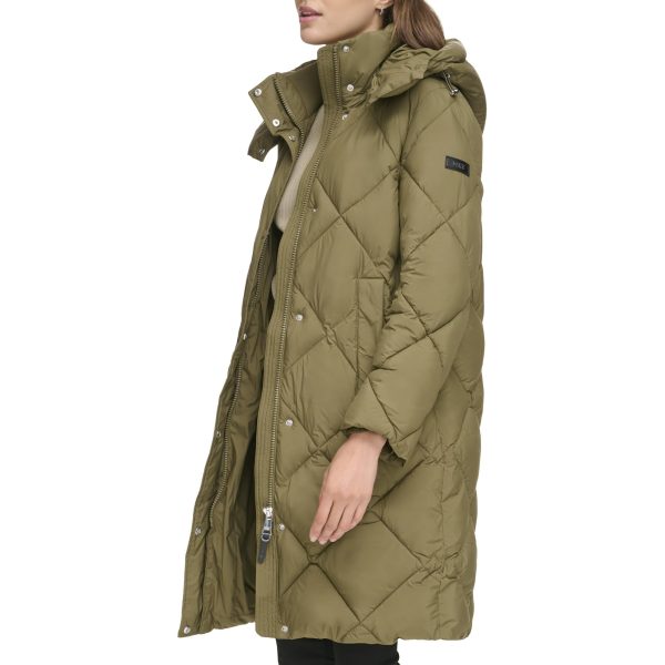 Womens Diamond Quilted Long Puffer Coat