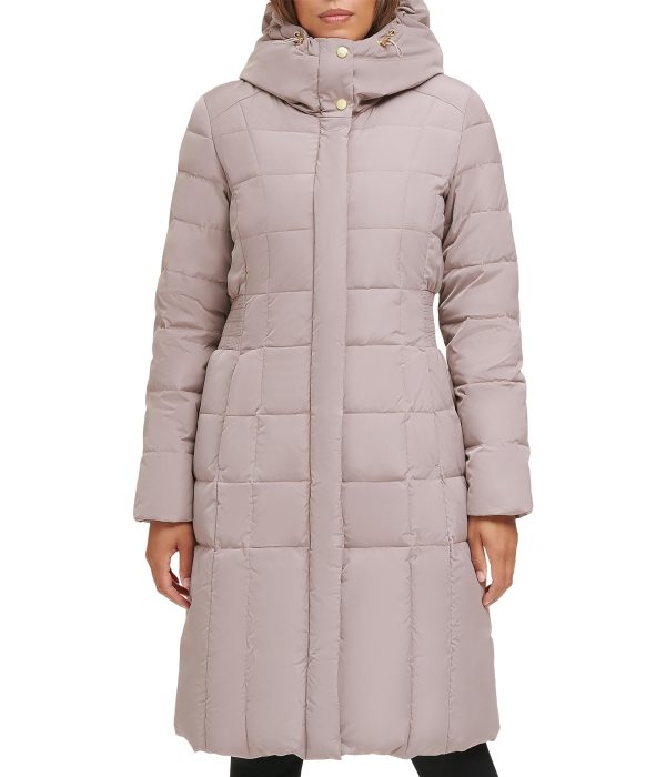 Women's Knee Length Hooded Quilted Down Coat