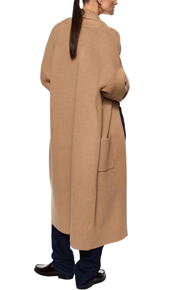 Womens Long Sleeve Maxi Cardigan Open Front Oversized Knitted Sweater Coat Casual Lapel Warm Overcoat with Pockets