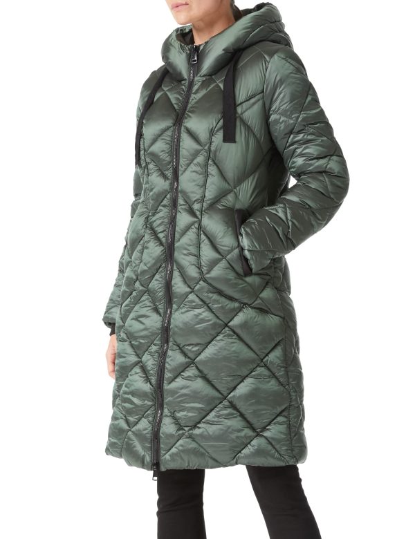 Women Long Heavy Puffer Coat Diamond Quilted Thermal Thicken Winter Parka Windproof Jacket with Hood